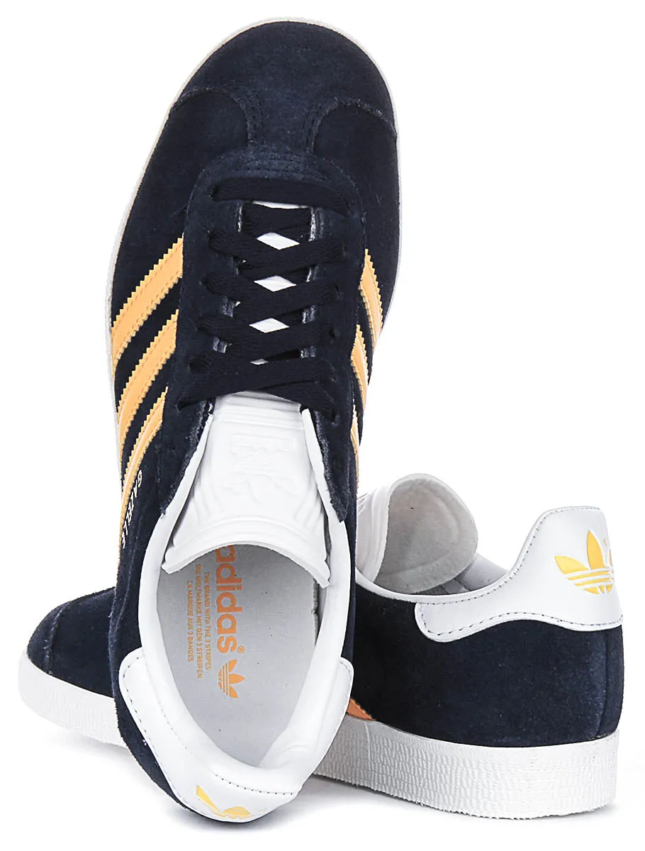 Adidas Gazelle In Navy Yellow Shoes Adidas