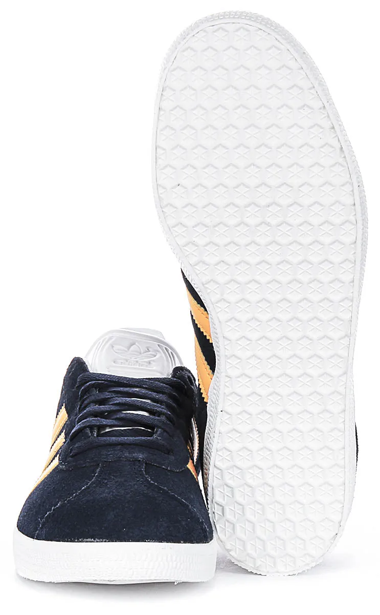 Adidas Gazelle In Navy Yellow Shoes Adidas