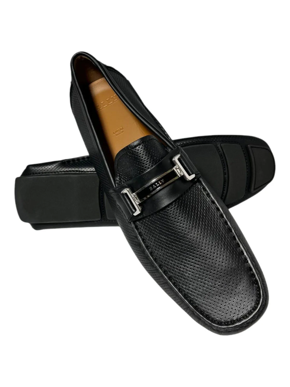 Bally Drulio 6211255 Men's Black Perforated Leather Loafers