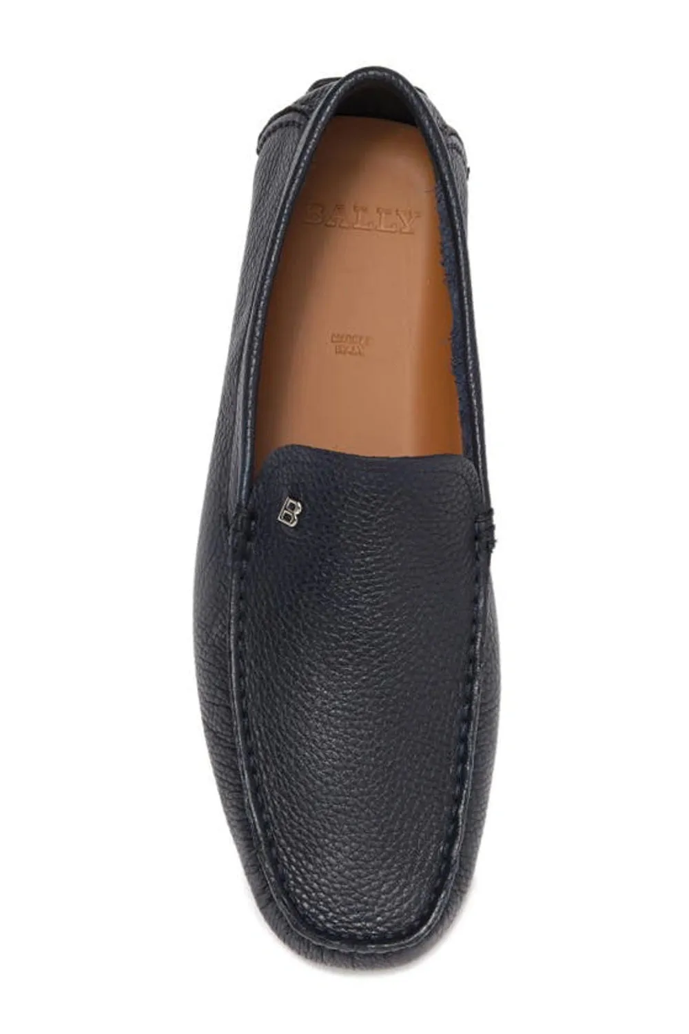 Bally Wander Men's 6220102 Navy Blue Pebbled Grained Loafers