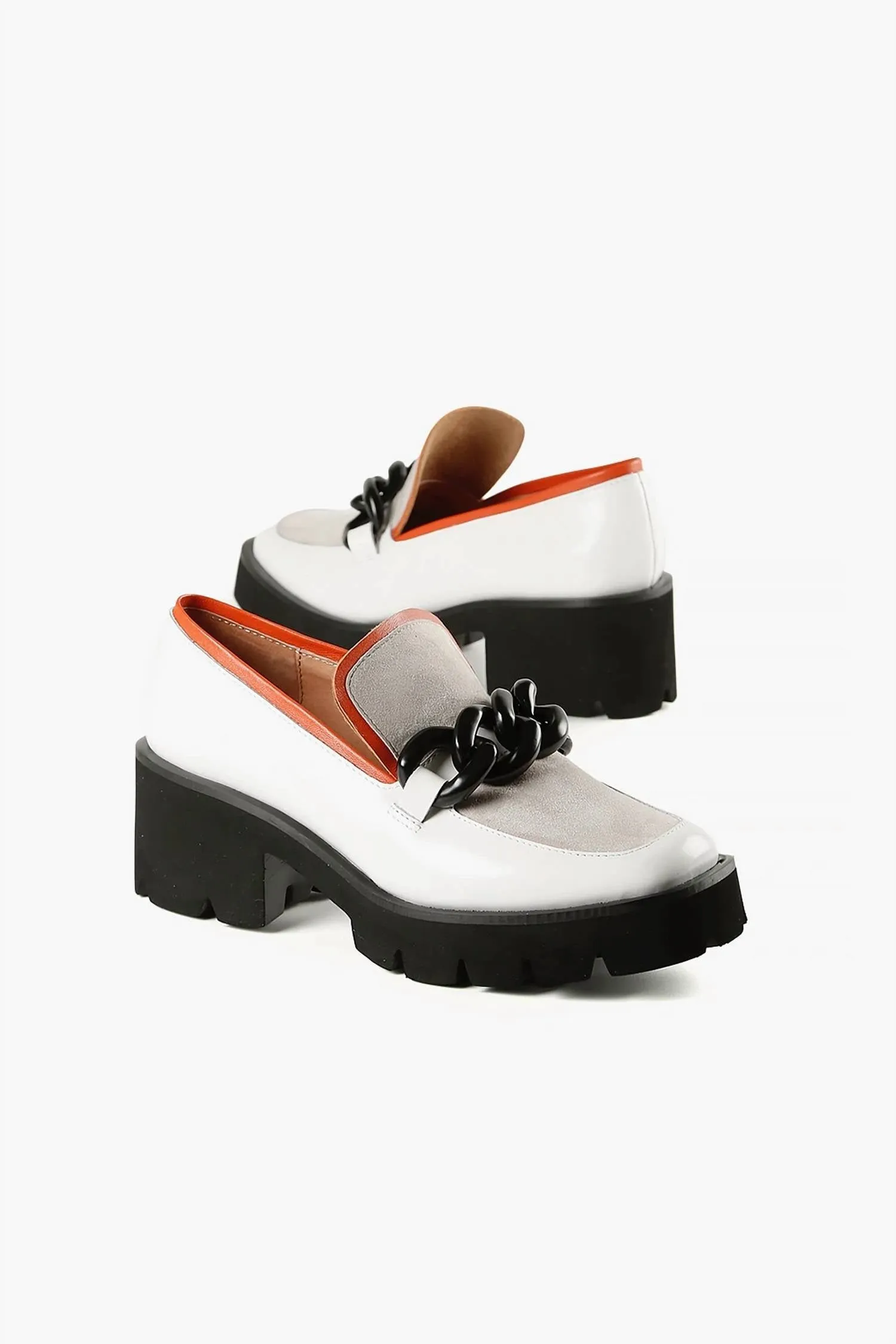 Chunk Links Lady Lugg Loafer In Grey White