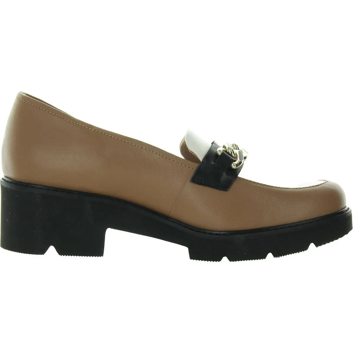 Desi  Womens Chain Faux Leather Loafers