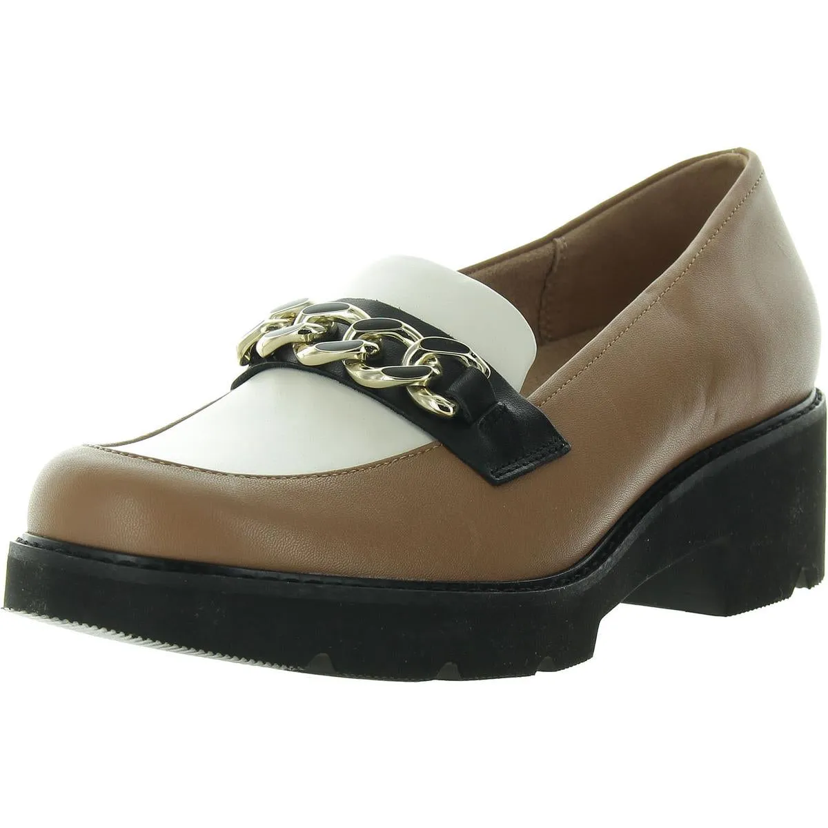 Desi  Womens Chain Faux Leather Loafers