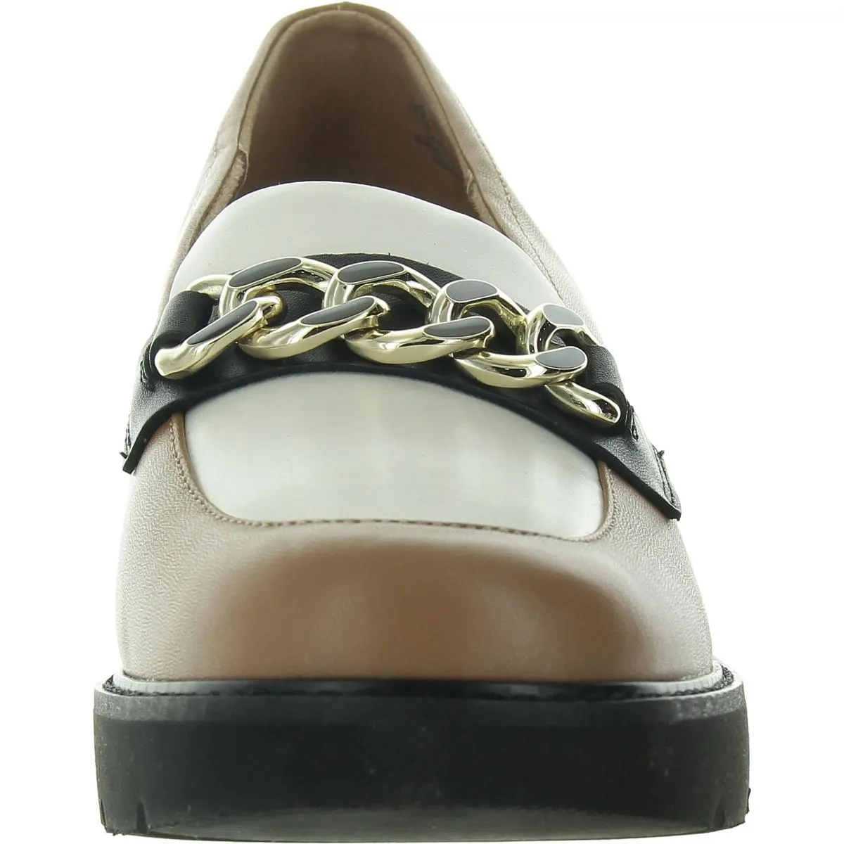 Desi  Womens Chain Faux Leather Loafers