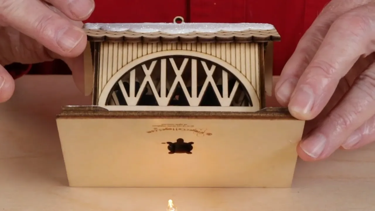 Ginger Cottages - One Horse Open Sleigh Covered Bridge Ornament