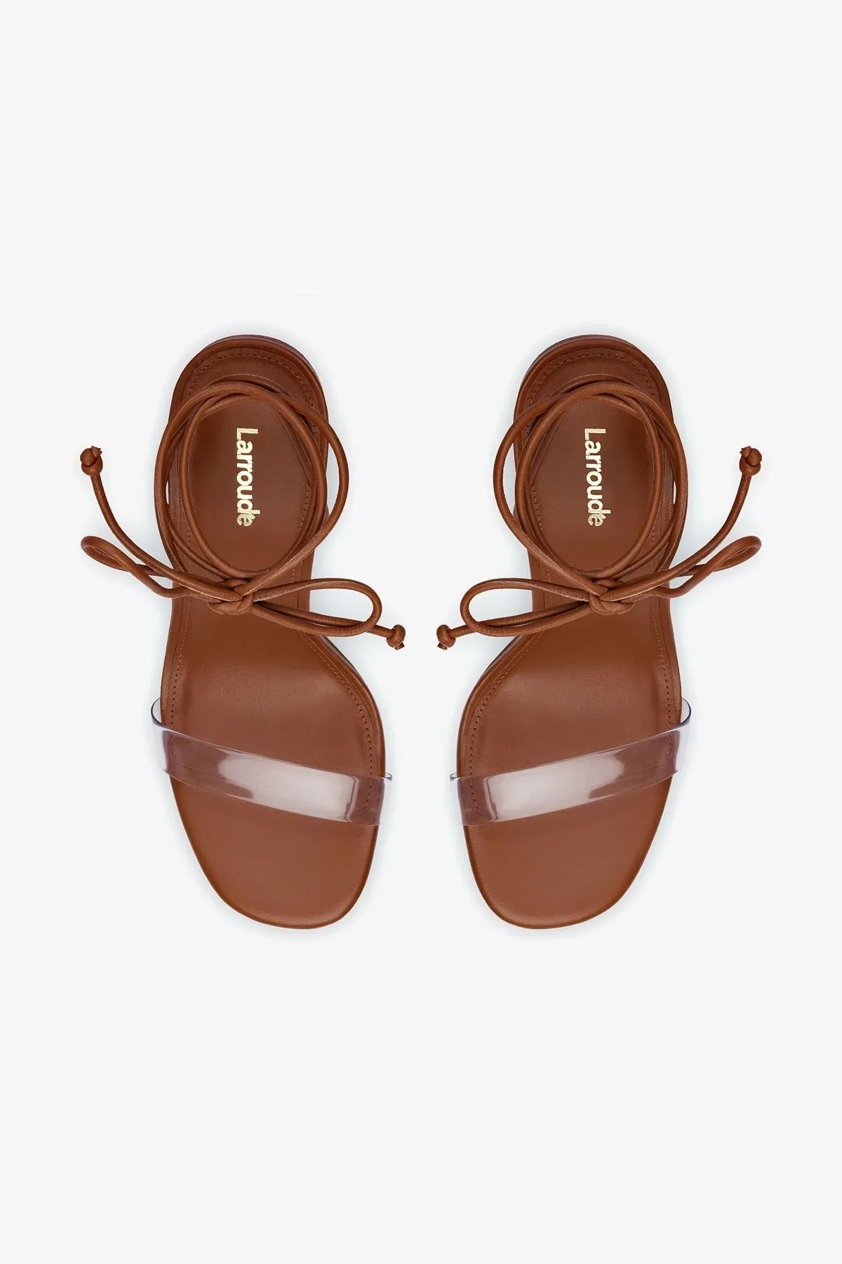 Gloria Sandal In Caramel Leather and Vinyl