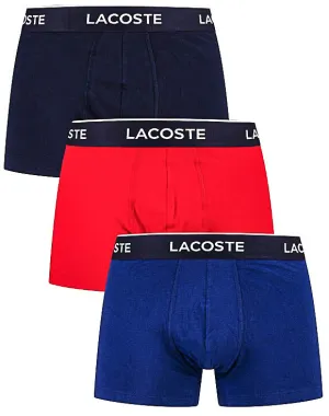 Lacoste Cotton Stretch Boxers In Navy Red For Men Shoes Lacoste