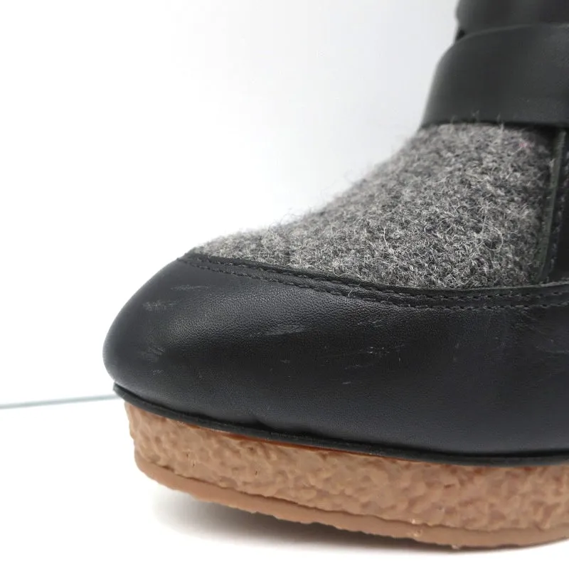 Loeffler Randall Platform Ankle Boots Serena Black Leather & Gray Flannel Size 8