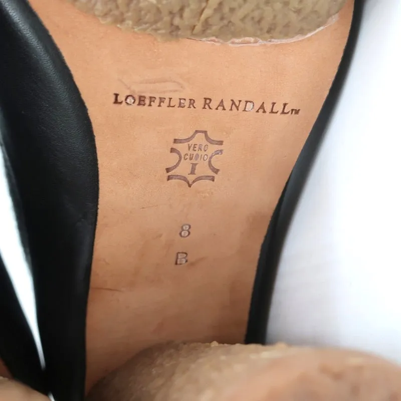 Loeffler Randall Platform Ankle Boots Serena Black Leather & Gray Flannel Size 8