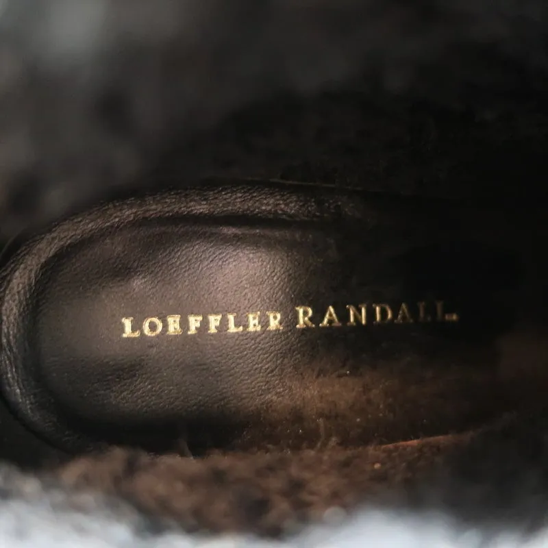 Loeffler Randall Platform Ankle Boots Serena Black Leather & Gray Flannel Size 8