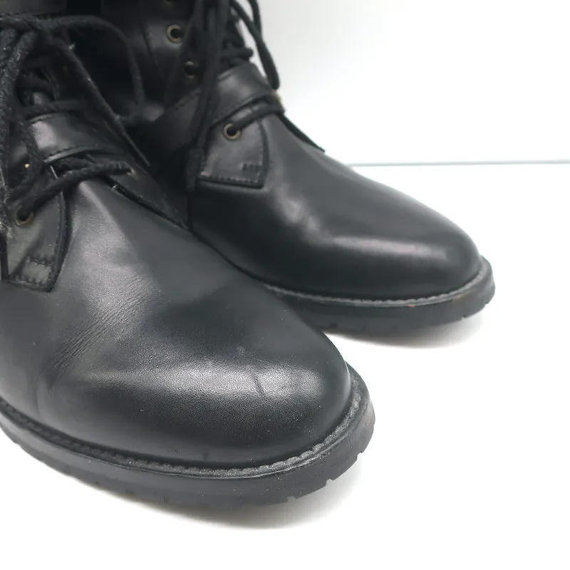 Manolo Blahnik Buckled Riding Boots Black Leather Size 38.5