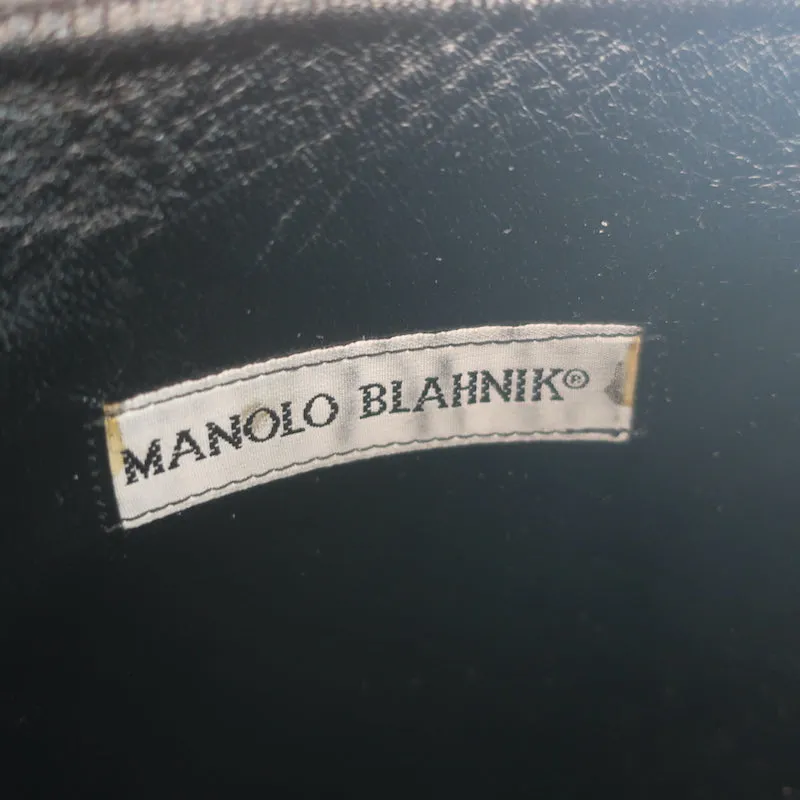 Manolo Blahnik Buckled Riding Boots Black Leather Size 38.5