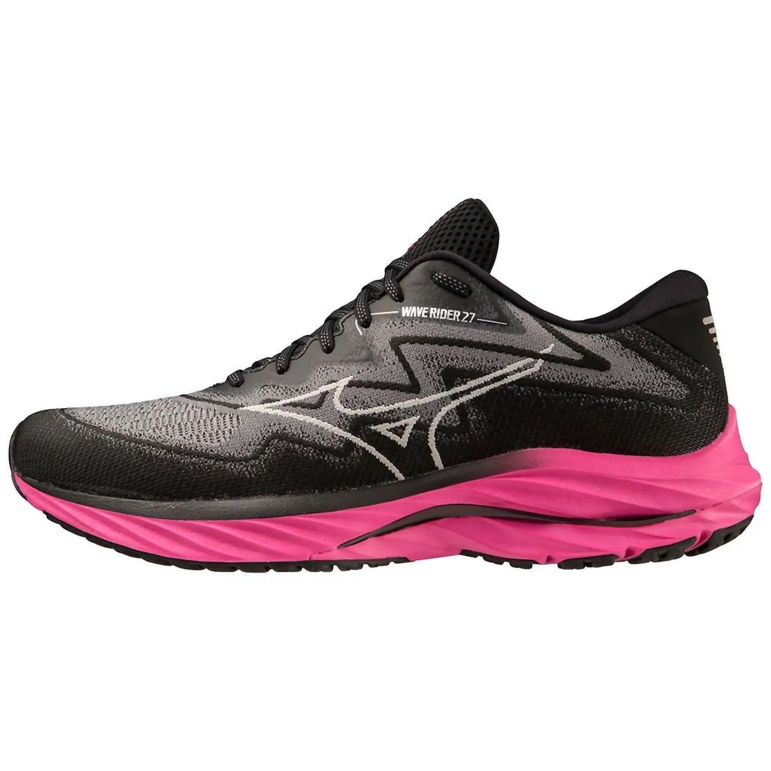 Men's Wave Rider 27 Running Shoes In Black/harbor Mist