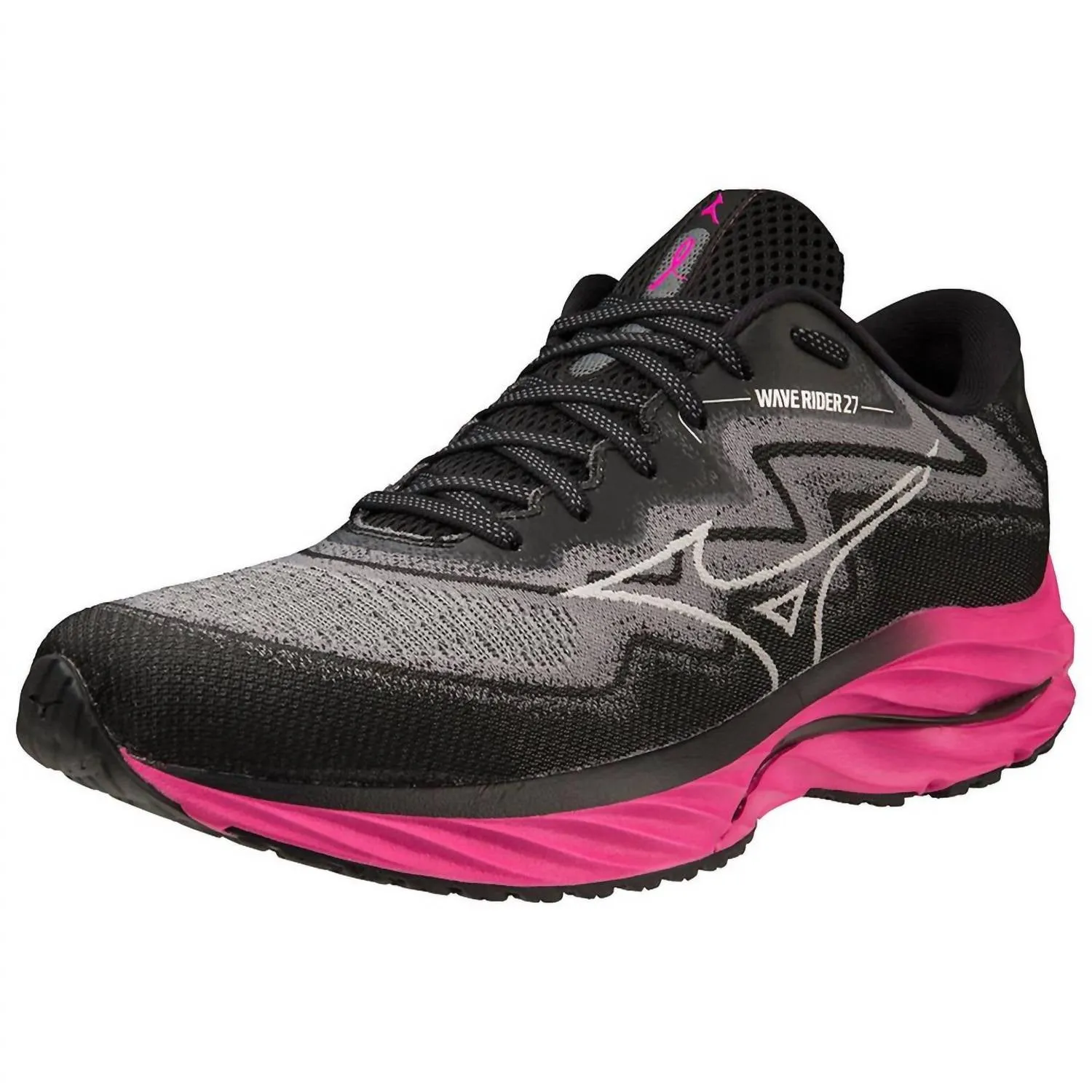 Men's Wave Rider 27 Running Shoes In Black/harbor Mist