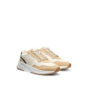 Mixed-material lace-up trainers with suede trims