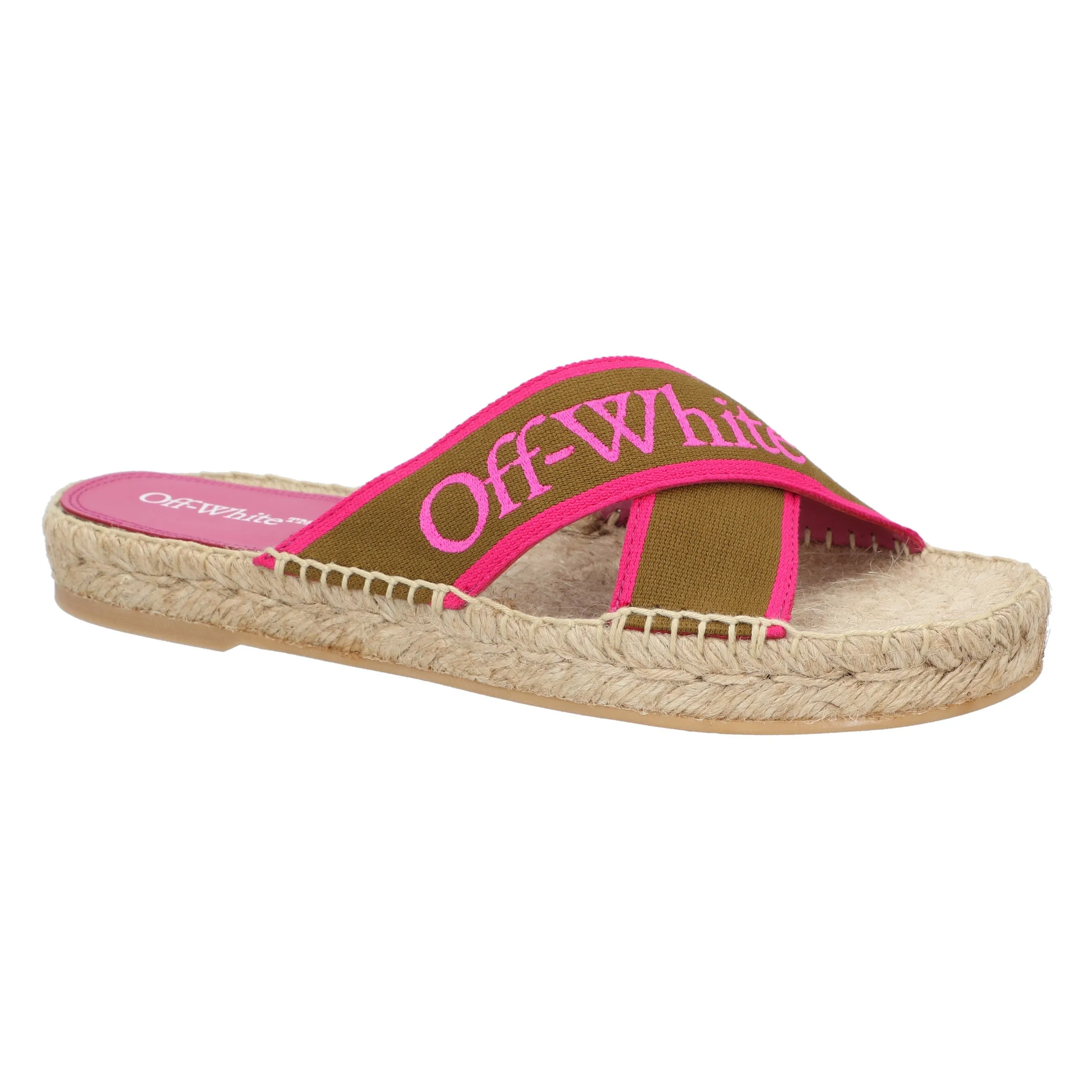 Off White Green Cotton Espadrilles