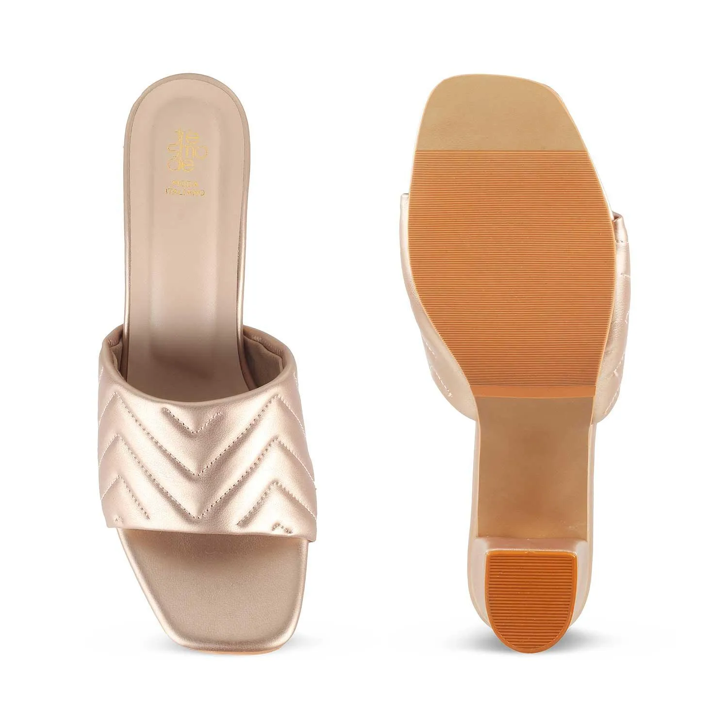 The Colma Champagne Women's Dress Block Heel Sandals Tresmode