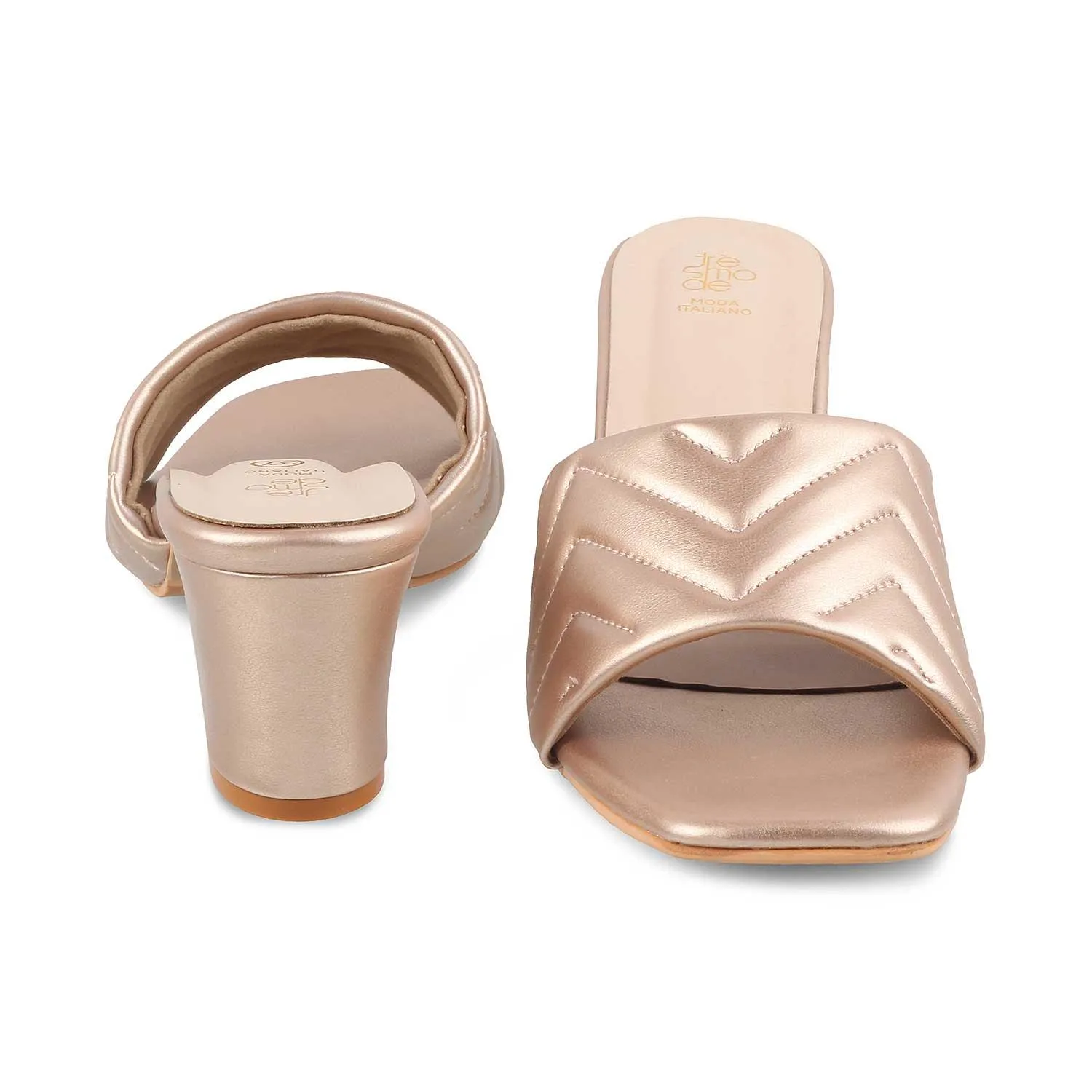 The Colma Champagne Women's Dress Block Heel Sandals Tresmode