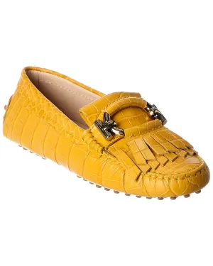 TOD��s Gommino T-Ring Croc-Embossed Loafer
