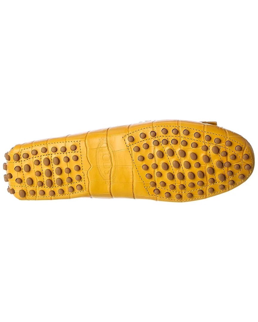 TOD��s Gommino T-Ring Croc-Embossed Loafer