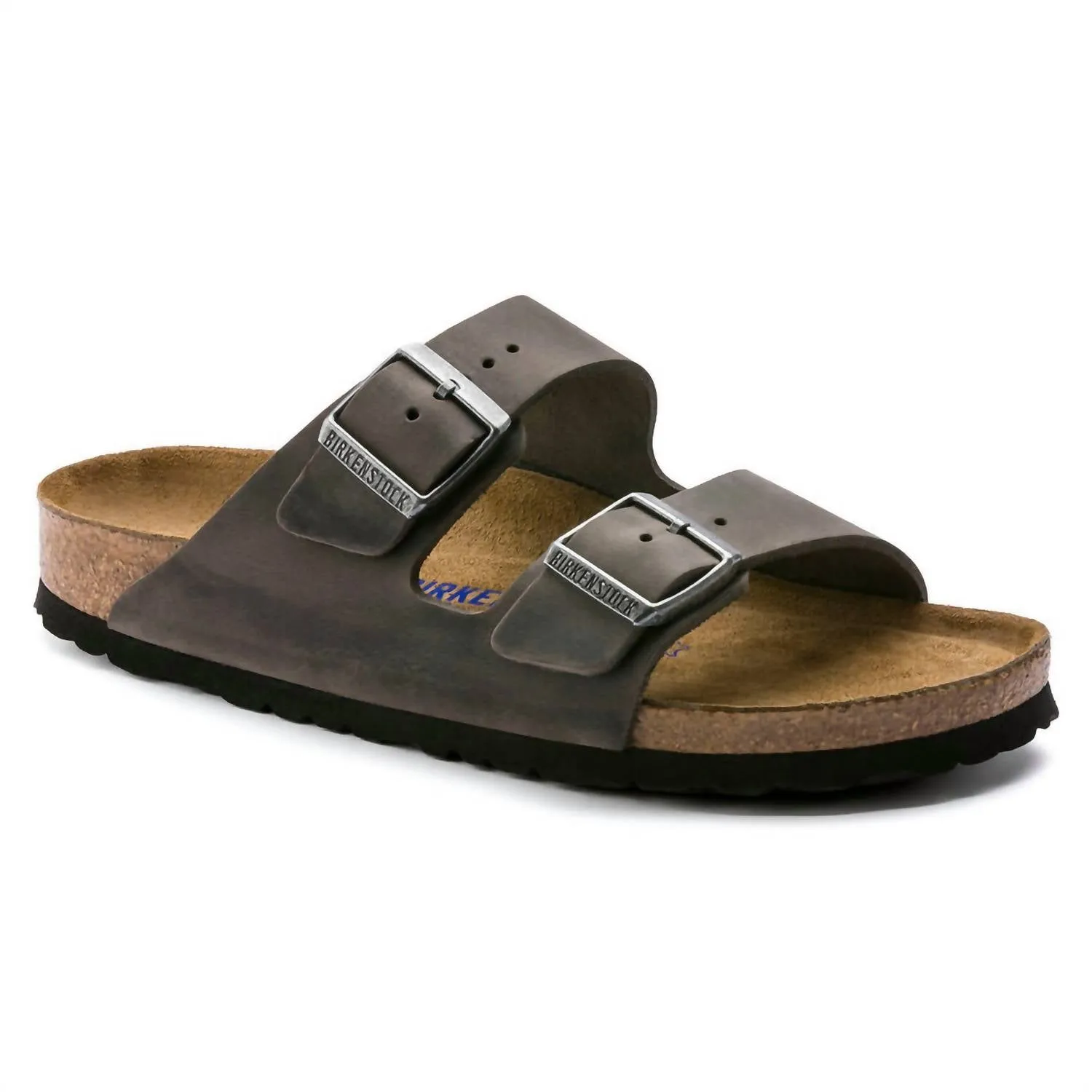 Women's Arizona Soft Footbed Oiled Leather Sandals - Regular/wide In Iron