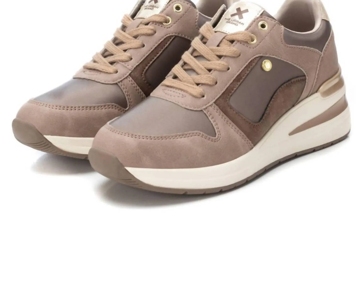 Women's High Wedge Sneakers In Taupe