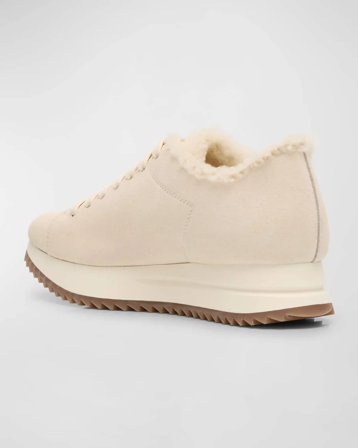 Women's Orinda Shearling Suede Sneakers In Basmati